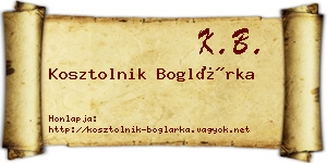 Kosztolnik Boglárka névjegykártya